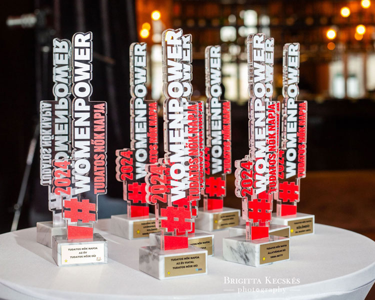 Egyedi akril díj-serleg - tudatos nők napja
