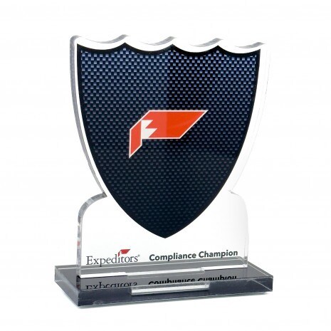 Premium acrylic award with acrylic base, standing (max. size 10x25 cm)