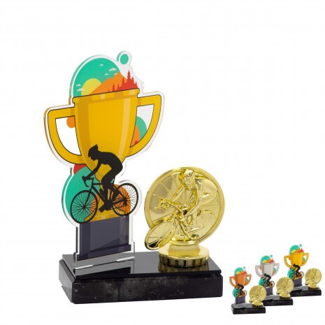 Cycling cup acrylic award with figure C