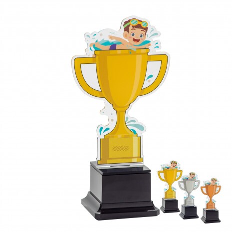 Swimmer boy kids acrylic trophy C