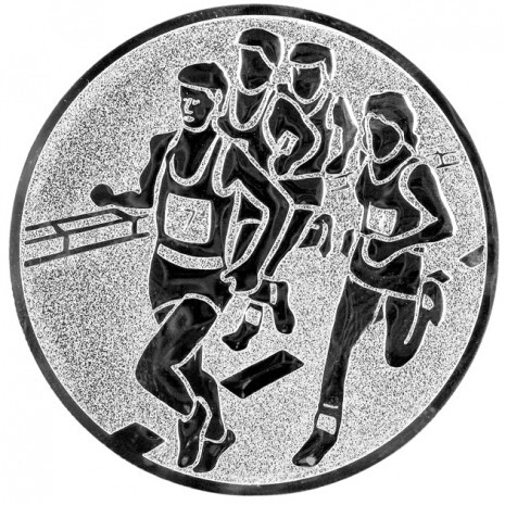 Running (marathon) medal insert silver 50 mm