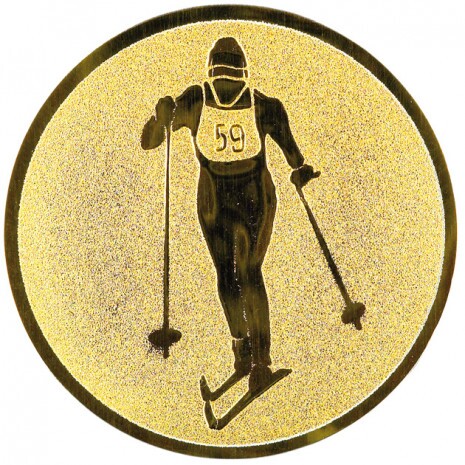Cross-country skiing medal insert gold 25 mm