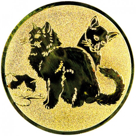 Cat medal insert gold 25 mm
