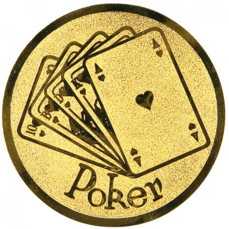 Poker medal insert gold 25 mm
