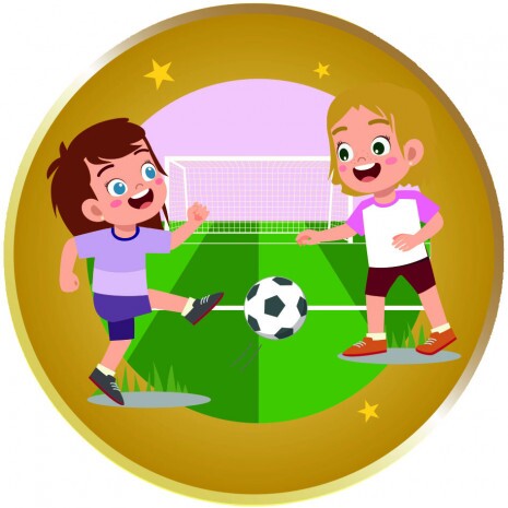 Kids football girl medal insert