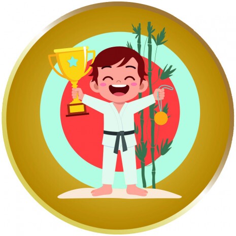 Martial arts boy medal insert