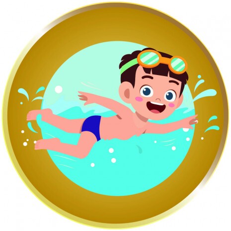 Swimmer boy medal insert