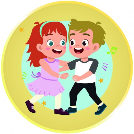 Dancing couple blue medal insert