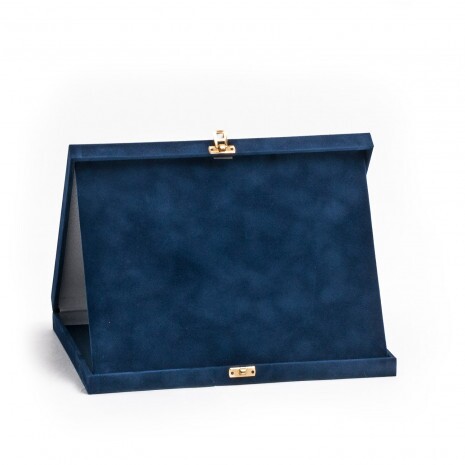 Plüss plakett doboz kék színben 23x19 cm