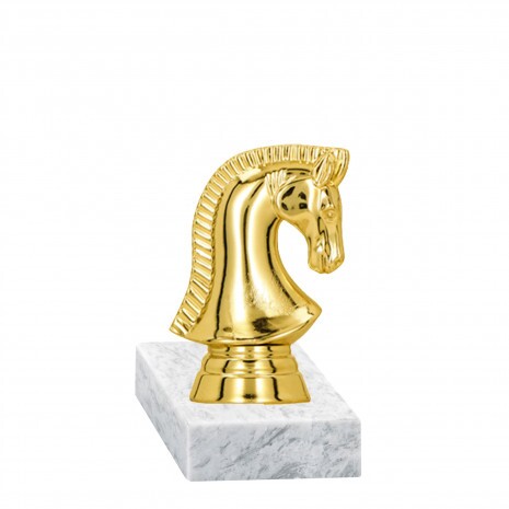 Chess (horsehead) golden figure with base
