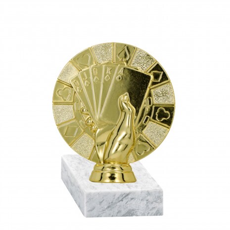 Card (poker) golden figure with base