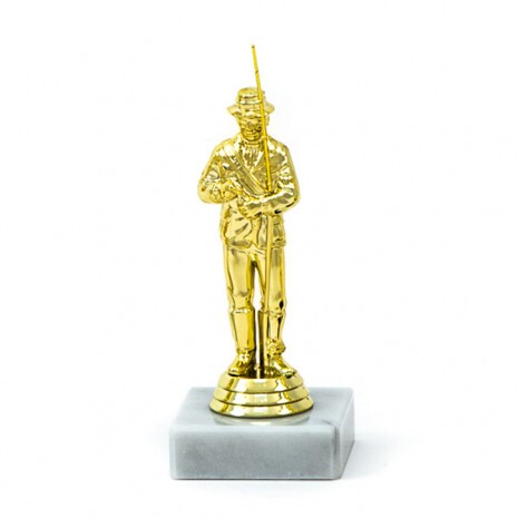 Fisherman (standing) gold figure with marble base