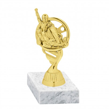 Go-Kart golden figure with base