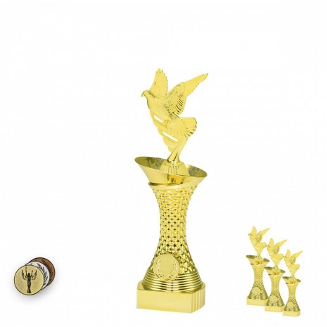 Pigeon (large) on a gold column stand