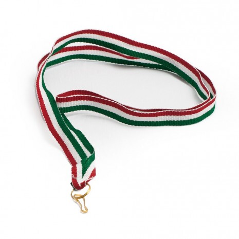 Red-white-green 10 mm wide medal ribbon