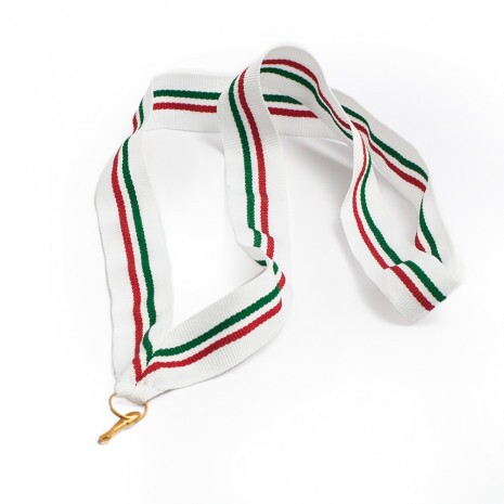Red-white-green 22 mm wide medal ribbon with white edge