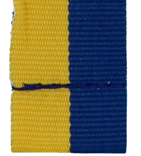 Blue-yellow 22 mm wide sewn medal ribbon