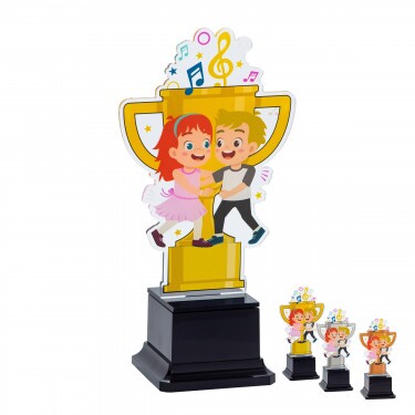 Dancing couple kids acrylic trophy C
