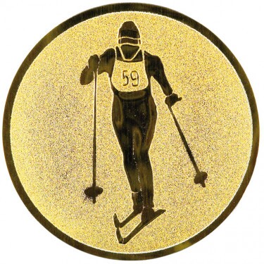 Cross-country skiing medal insert gold 25 mm