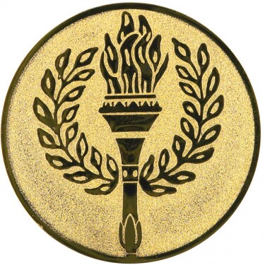 Torch medal insert gold 50 mm