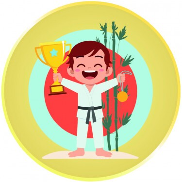 Martial arts boy medal insert