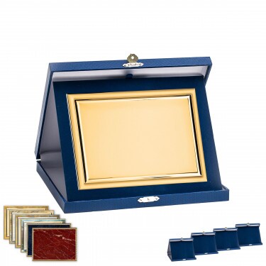 Bőrhatású plakett doboz kék színben 26x21 cm