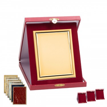 Bőrhatású plakett doboz bordó színben 19x23 cm