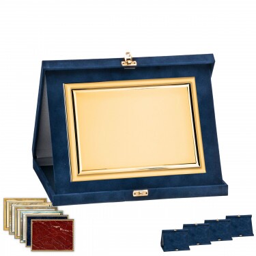 Plüss plakett doboz kék színben 26x21 cm