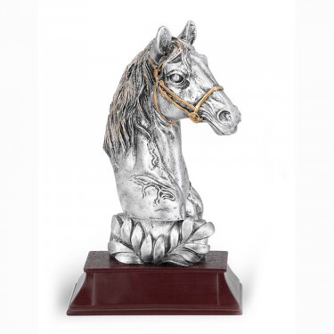 Horse riding (medium horse head) resin sculpture