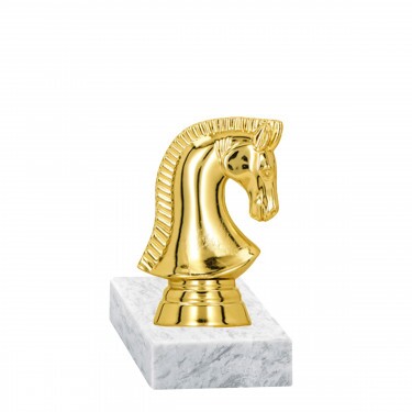 Chess (horsehead) golden figure with base