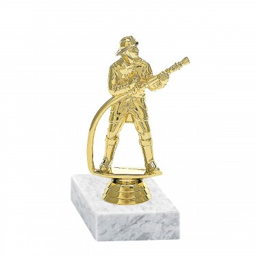 Firefighter golden figure with base