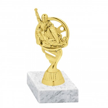 Go-Kart golden figure with base