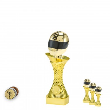 Motorsport (Helmet) on a gold column stand
