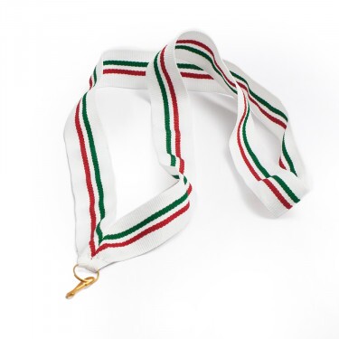Red-white-green 22 mm wide medal ribbon with white edge